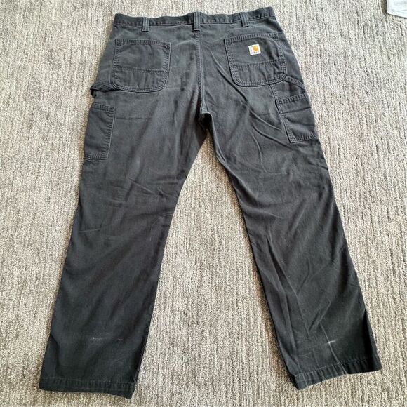 Carhartt Men's Relaxed Fit 100% Cotton Carpenter Utility Jeans Black Size 40x30 - Picture 4 of 11